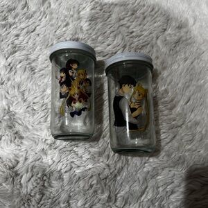 Sailor Moon Mason Jars with White Lids